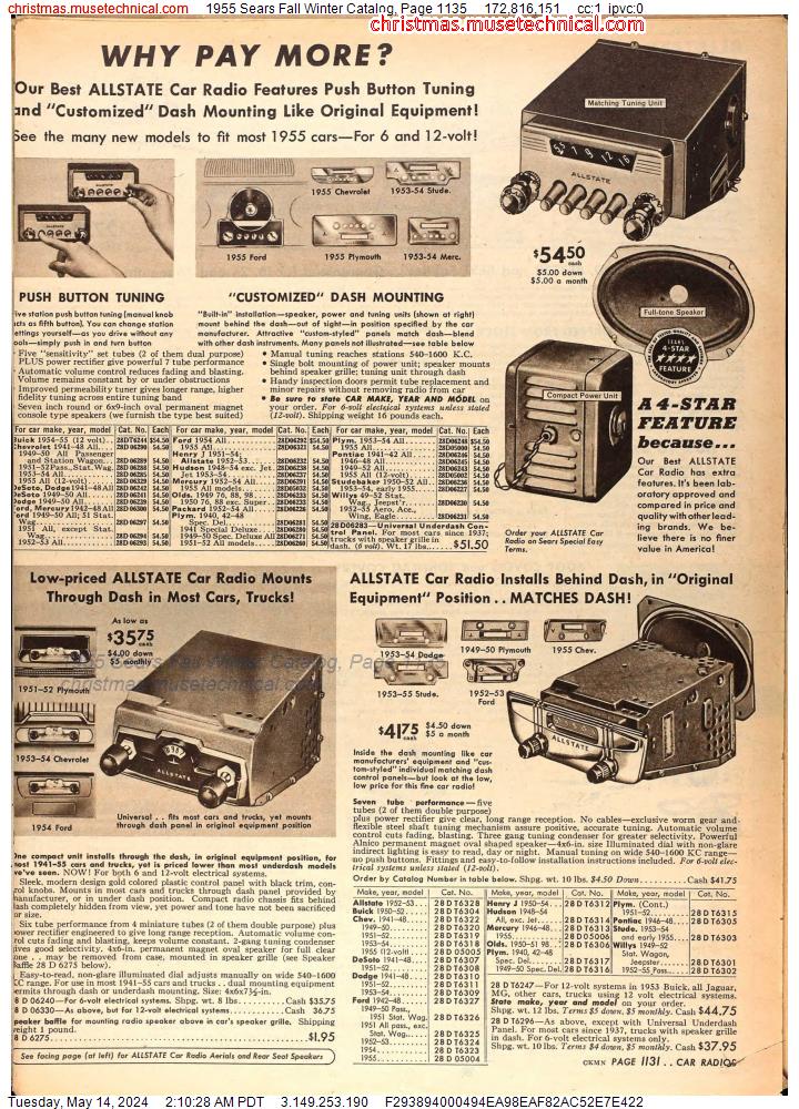 1955 Sears Fall Winter Catalog, Page 1135