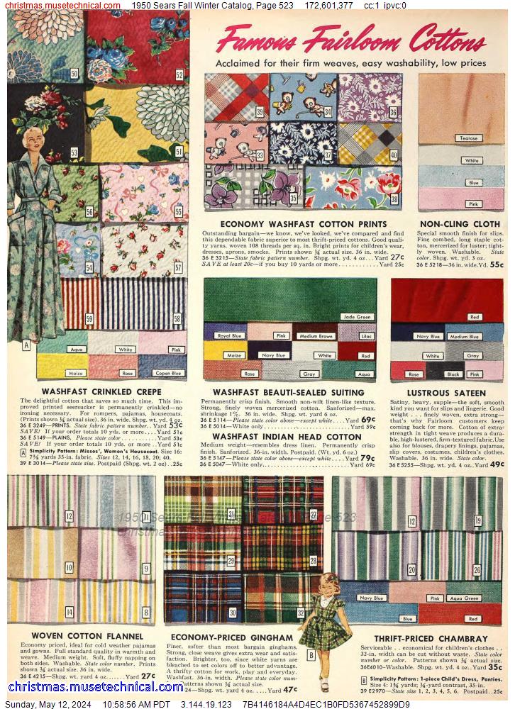 1950 Sears Fall Winter Catalog, Page 523