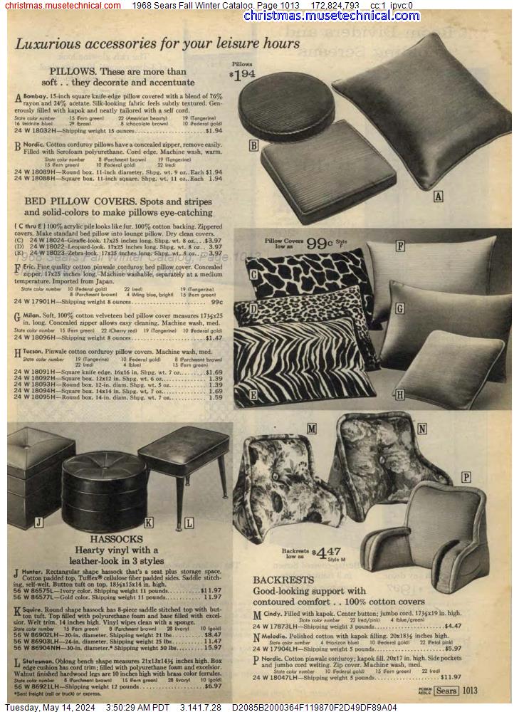 1968 Sears Fall Winter Catalog, Page 1013