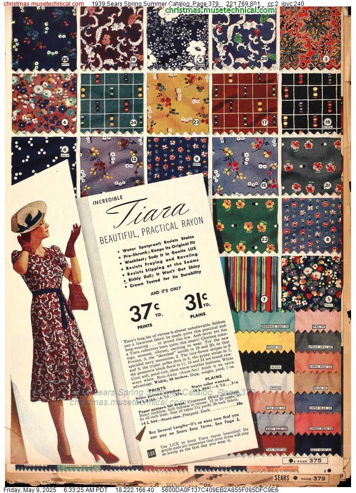 1939 Sears Spring Summer Catalog, Page 379