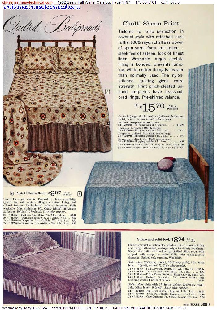 1962 Sears Fall Winter Catalog, Page 1497
