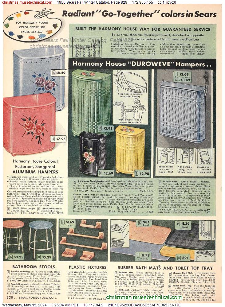 1950 Sears Fall Winter Catalog, Page 829