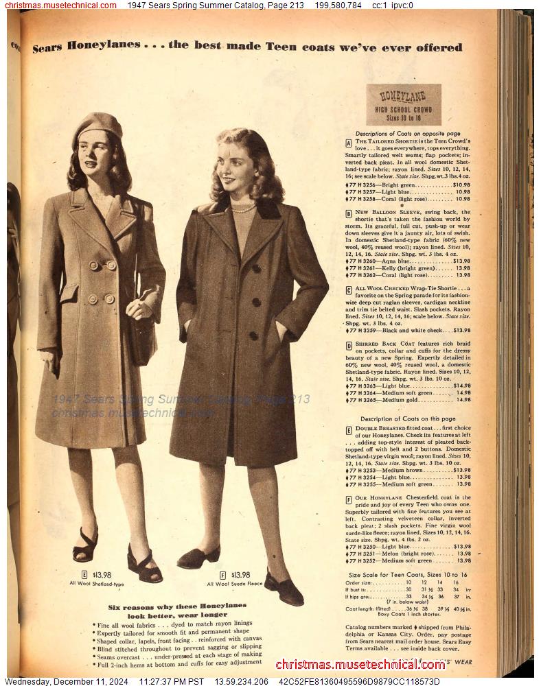 1947 Sears Spring Summer Catalog, Page 213