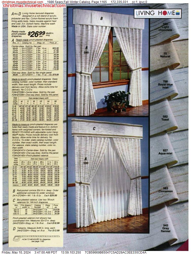 1986 Sears Fall Winter Catalog, Page 1165