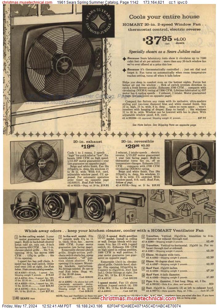 1961 Sears Spring Summer Catalog, Page 1142