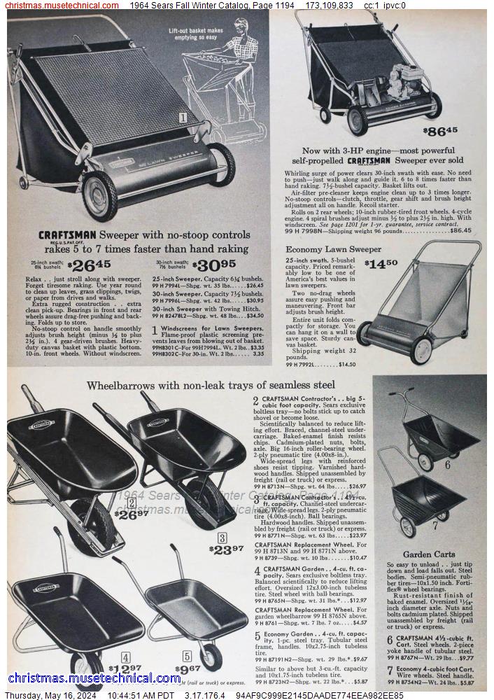 1964 Sears Fall Winter Catalog, Page 1194