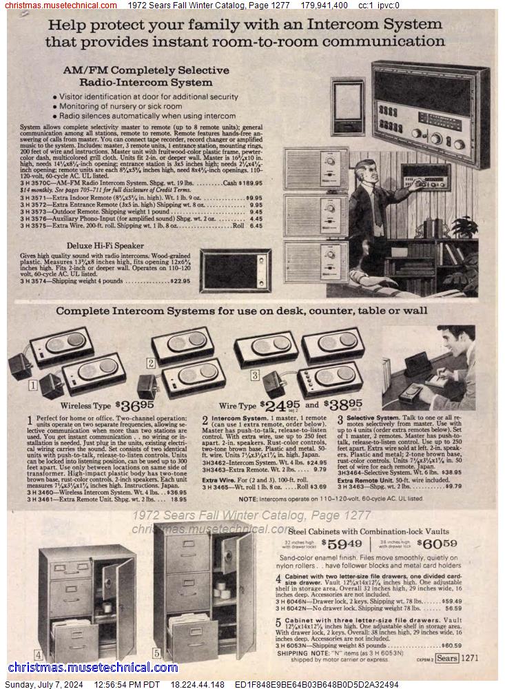 1972 Sears Fall Winter Catalog, Page 1277