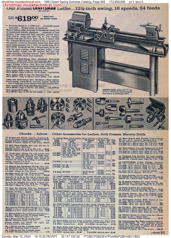 1963 Sears Spring Summer Catalog, Page 892