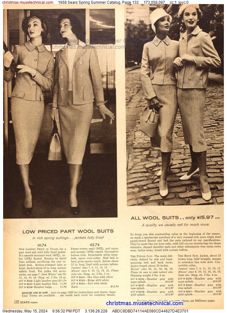 1958 Sears Spring Summer Catalog, Page 132