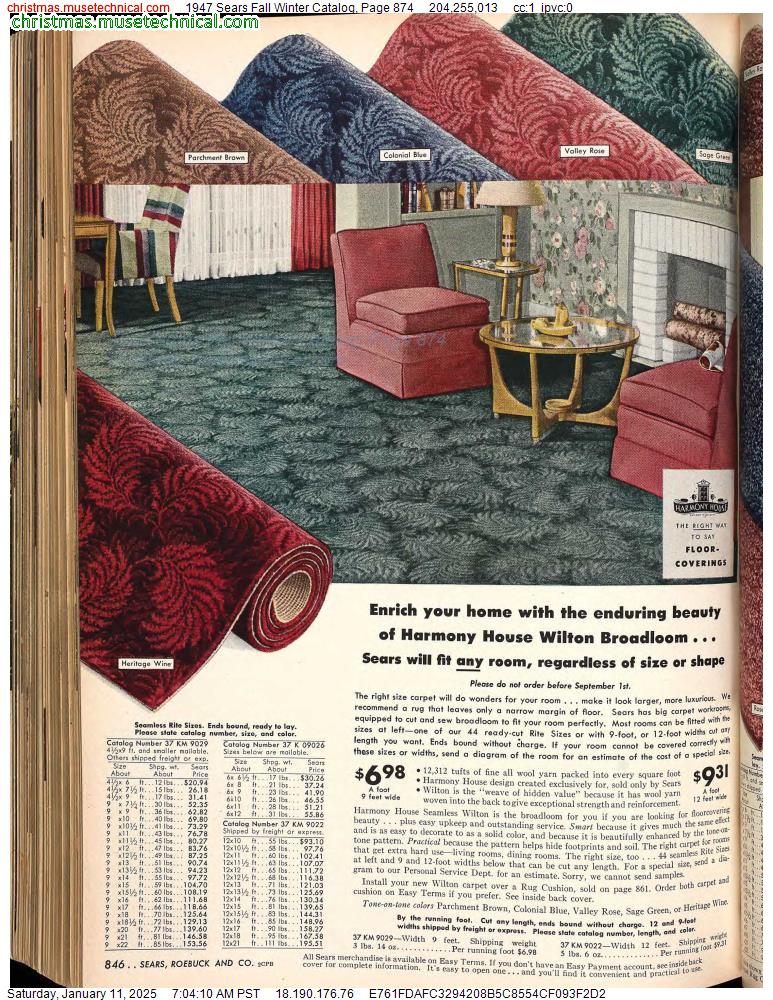 1947 Sears Fall Winter Catalog, Page 874