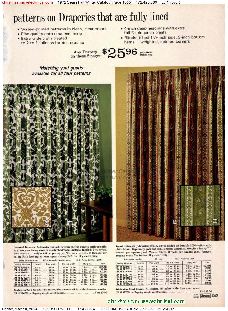 1972 Sears Fall Winter Catalog, Page 1605