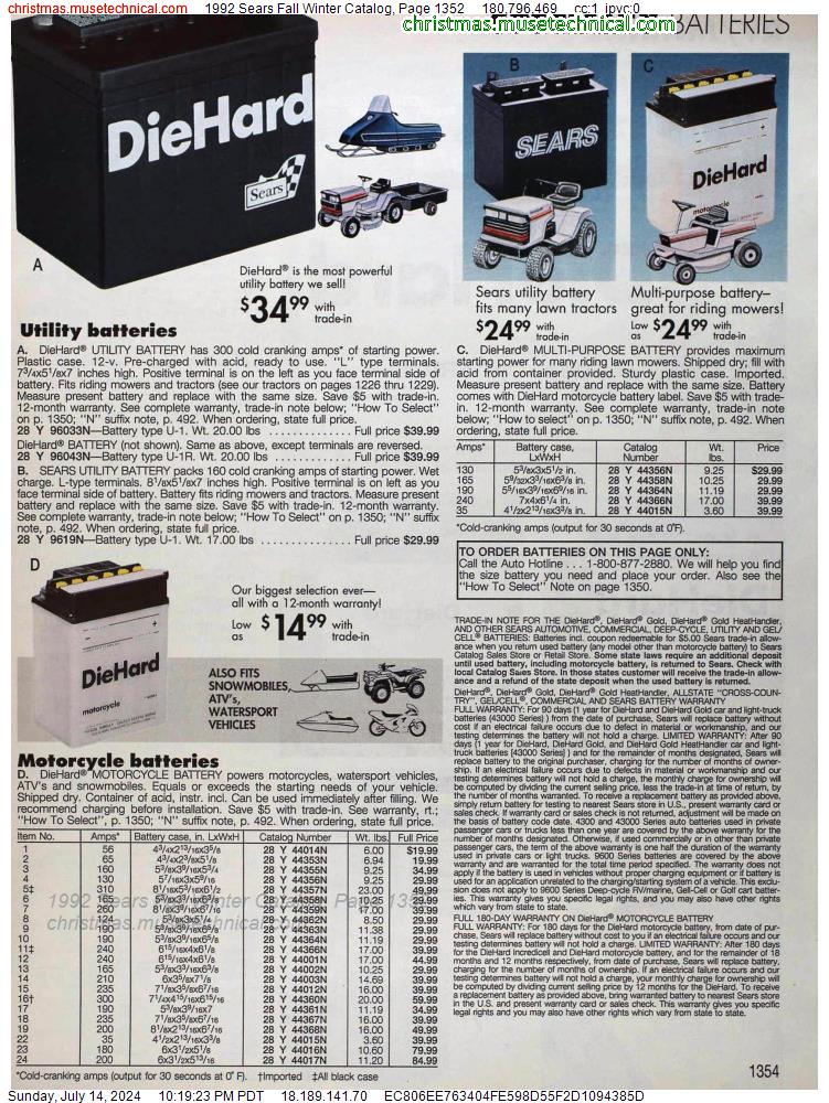 1992 Sears Fall Winter Catalog, Page 1352