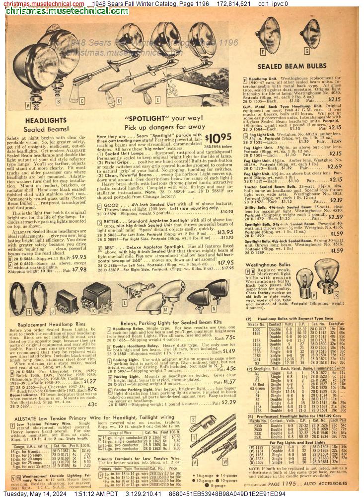 1948 Sears Fall Winter Catalog, Page 1196
