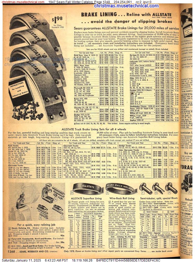 1947 Sears Fall Winter Catalog, Page 1248