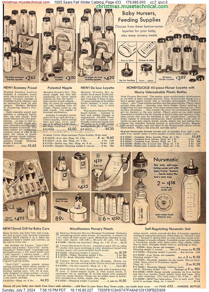 1955 Sears Fall Winter Catalog, Page 433