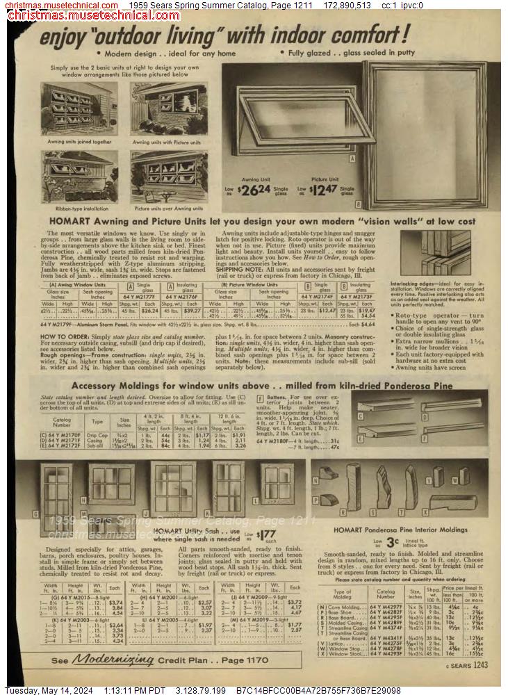 1959 Sears Spring Summer Catalog, Page 1211