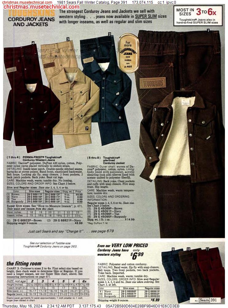 1981 Sears Fall Winter Catalog, Page 391