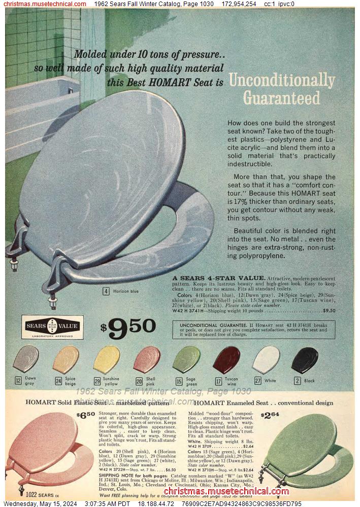 1962 Sears Fall Winter Catalog, Page 1030