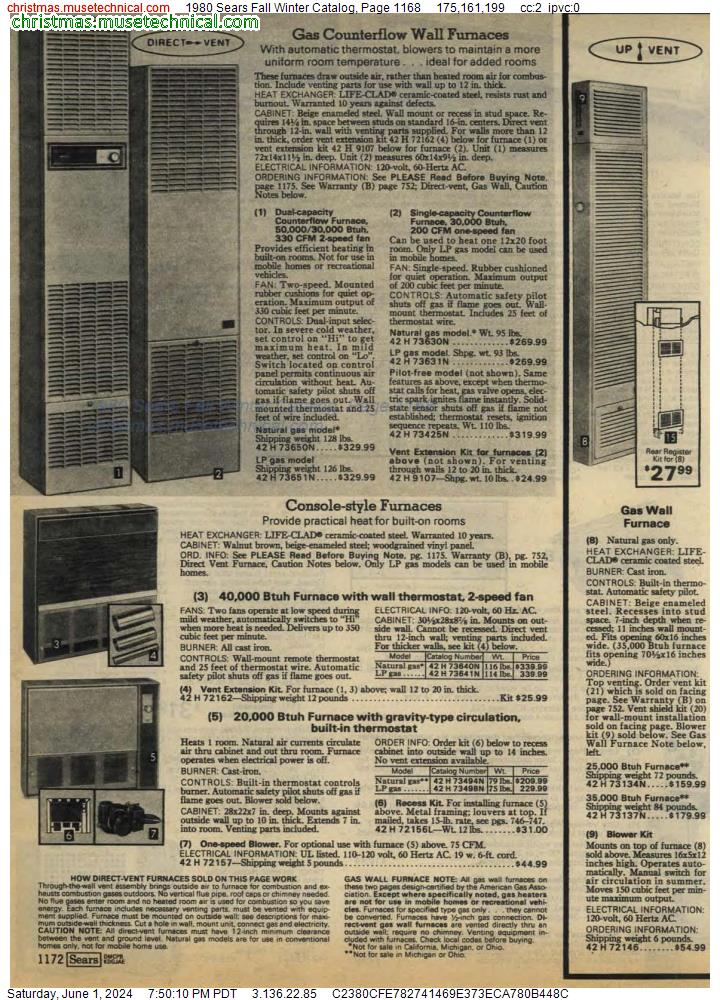 1980 Sears Fall Winter Catalog, Page 1168