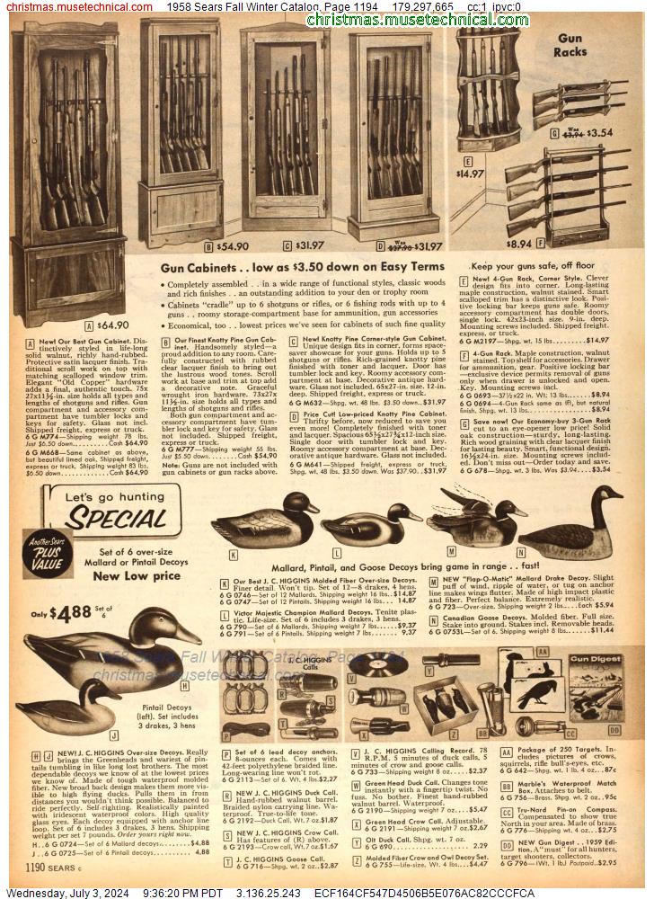 1958 Sears Fall Winter Catalog, Page 1194