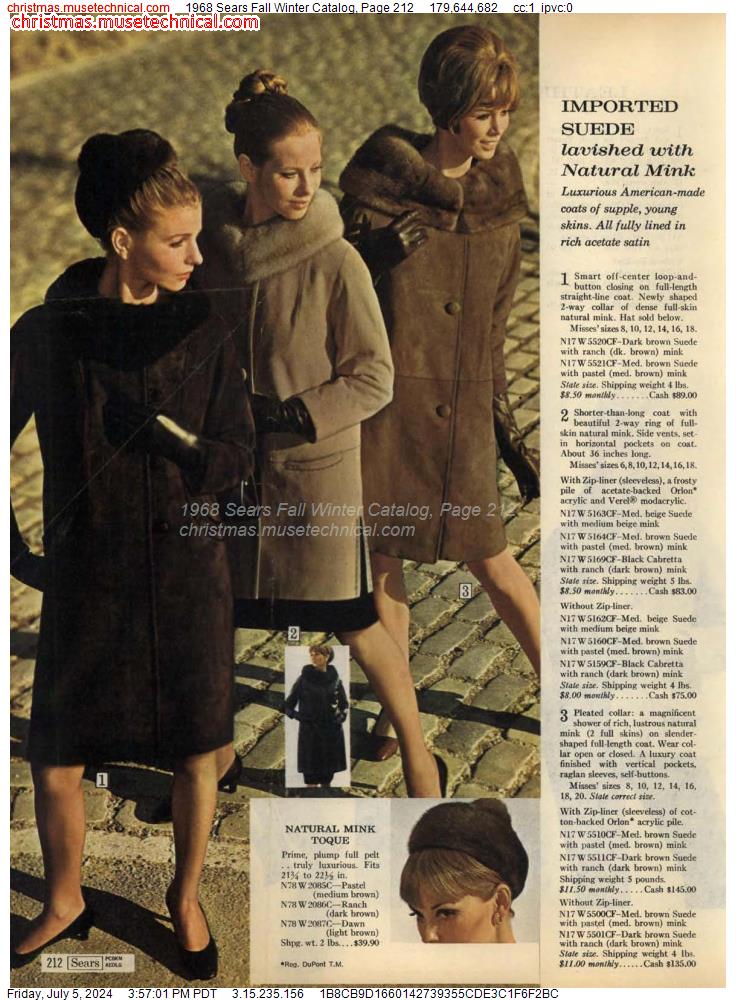1968 Sears Fall Winter Catalog, Page 212