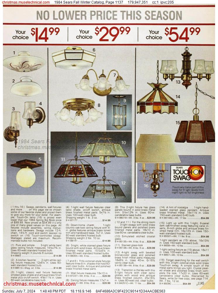 1984 Sears Fall Winter Catalog, Page 1137
