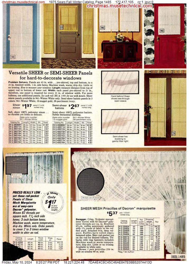 1975 Sears Fall Winter Catalog, Page 1485