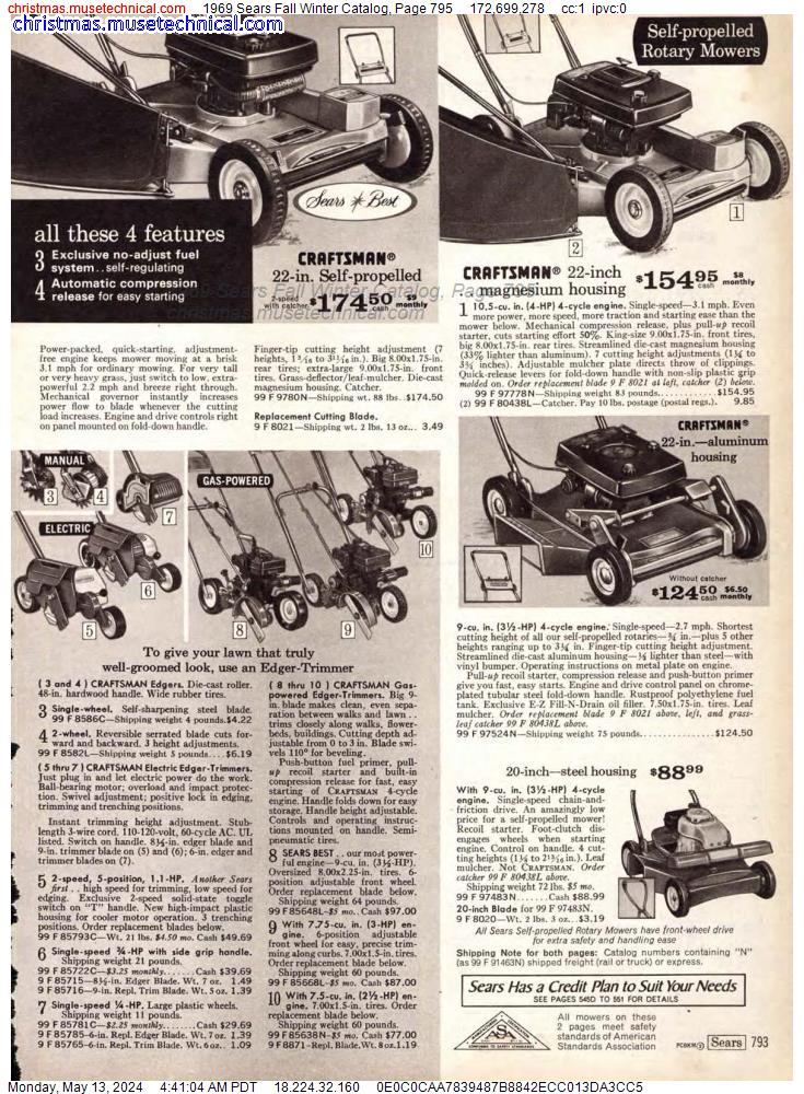 1969 Sears Fall Winter Catalog, Page 795