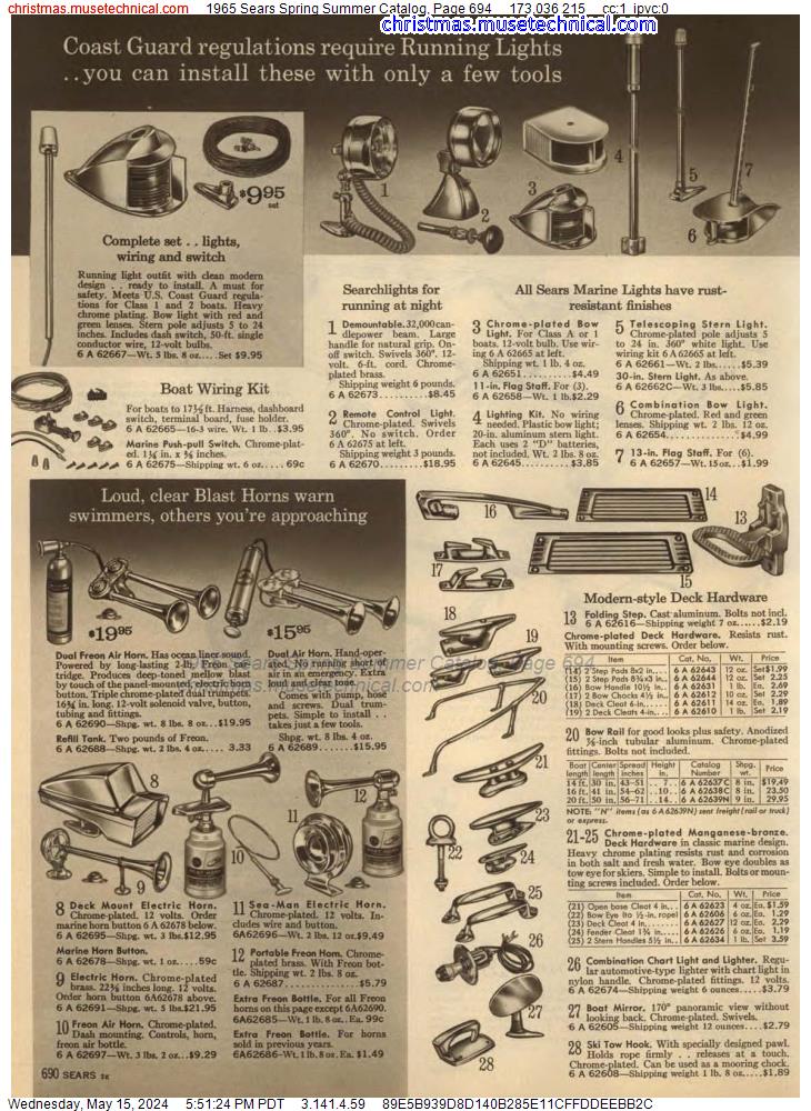 1965 Sears Spring Summer Catalog, Page 694