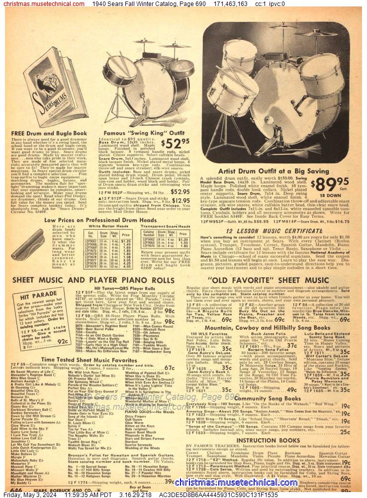 1940 Sears Fall Winter Catalog, Page 690