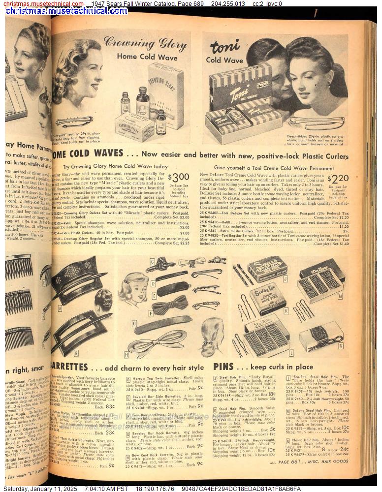 1947 Sears Fall Winter Catalog, Page 689