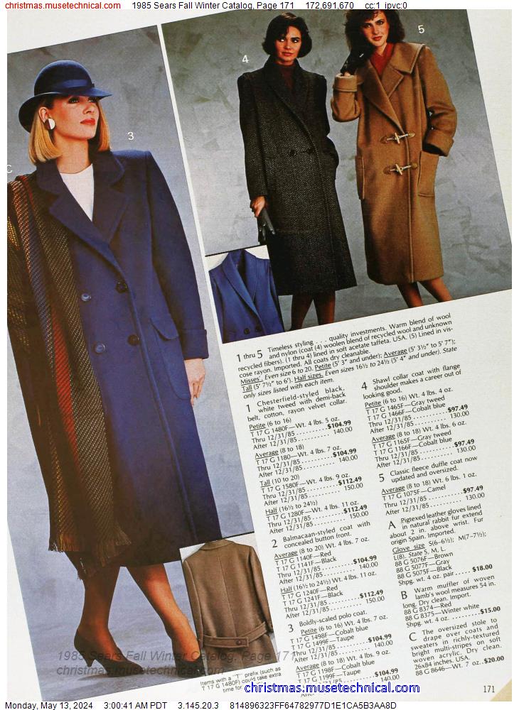 1985 Sears Fall Winter Catalog, Page 171