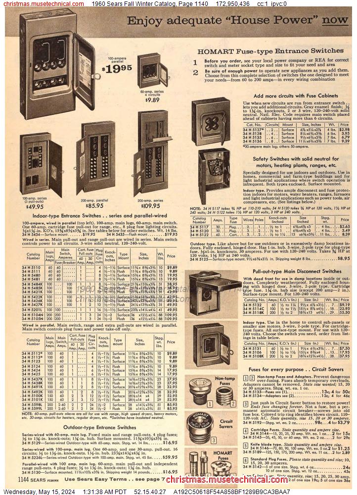 1960 Sears Fall Winter Catalog, Page 1140