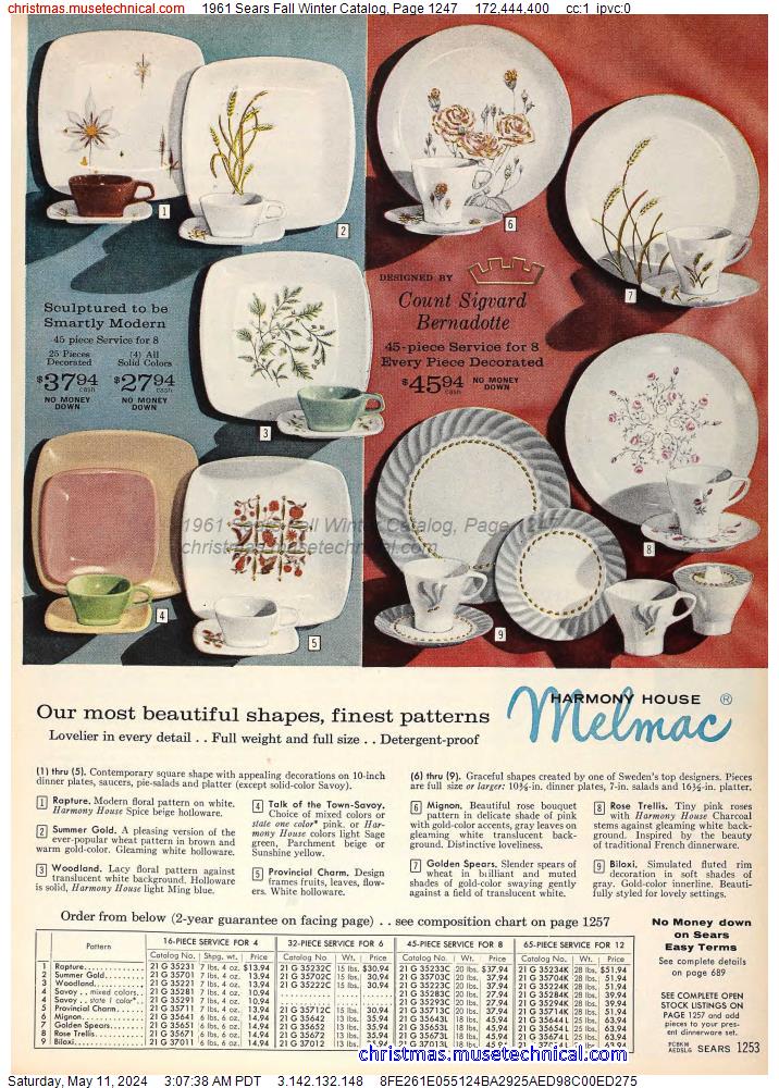 1961 Sears Fall Winter Catalog, Page 1247