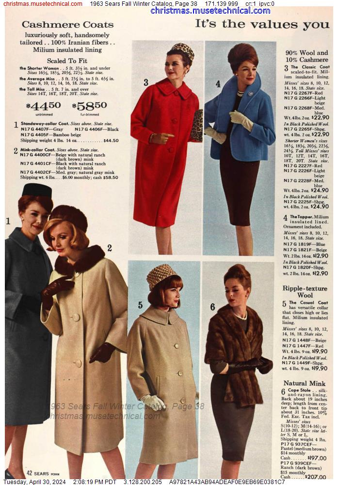 1963 Sears Fall Winter Catalog, Page 38