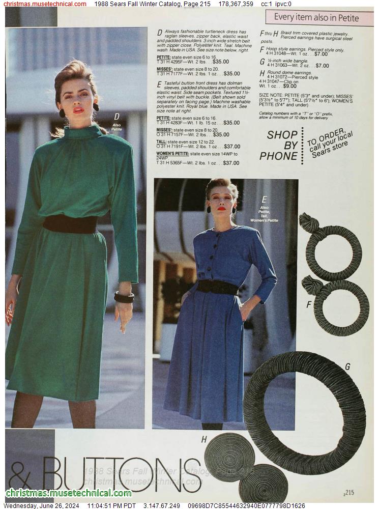1988 Sears Fall Winter Catalog, Page 215
