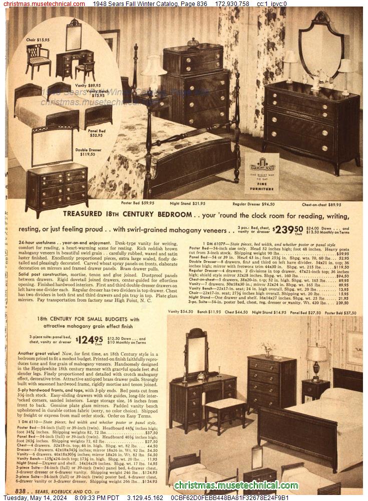 1948 Sears Fall Winter Catalog, Page 836