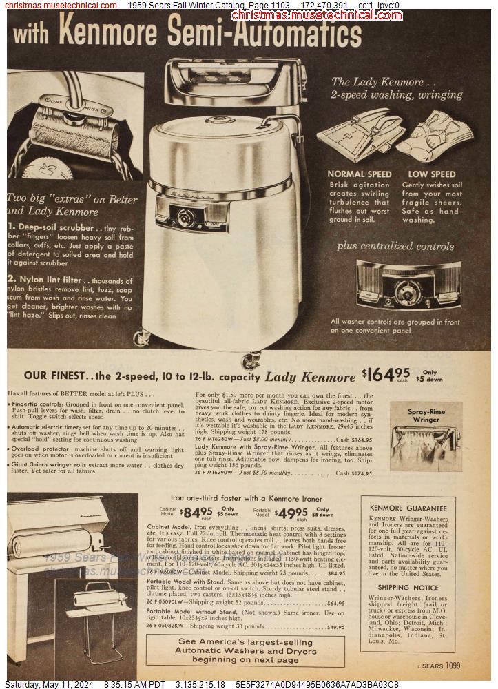 1959 Sears Fall Winter Catalog, Page 1103