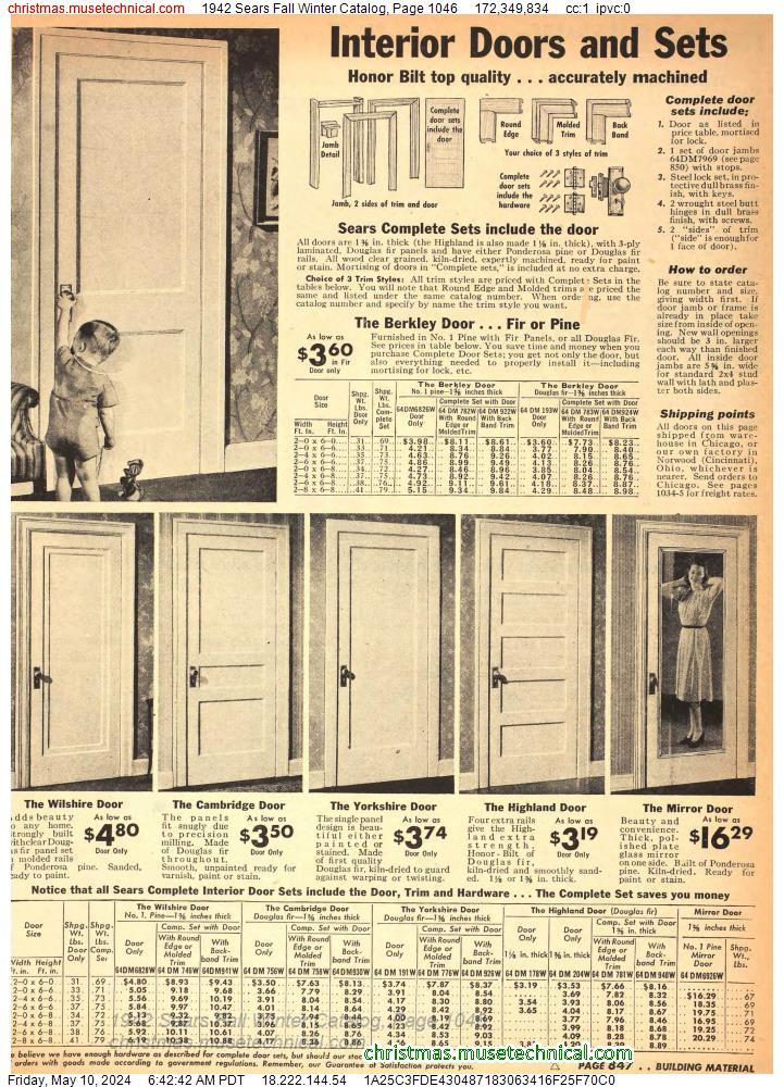1942 Sears Fall Winter Catalog, Page 1046