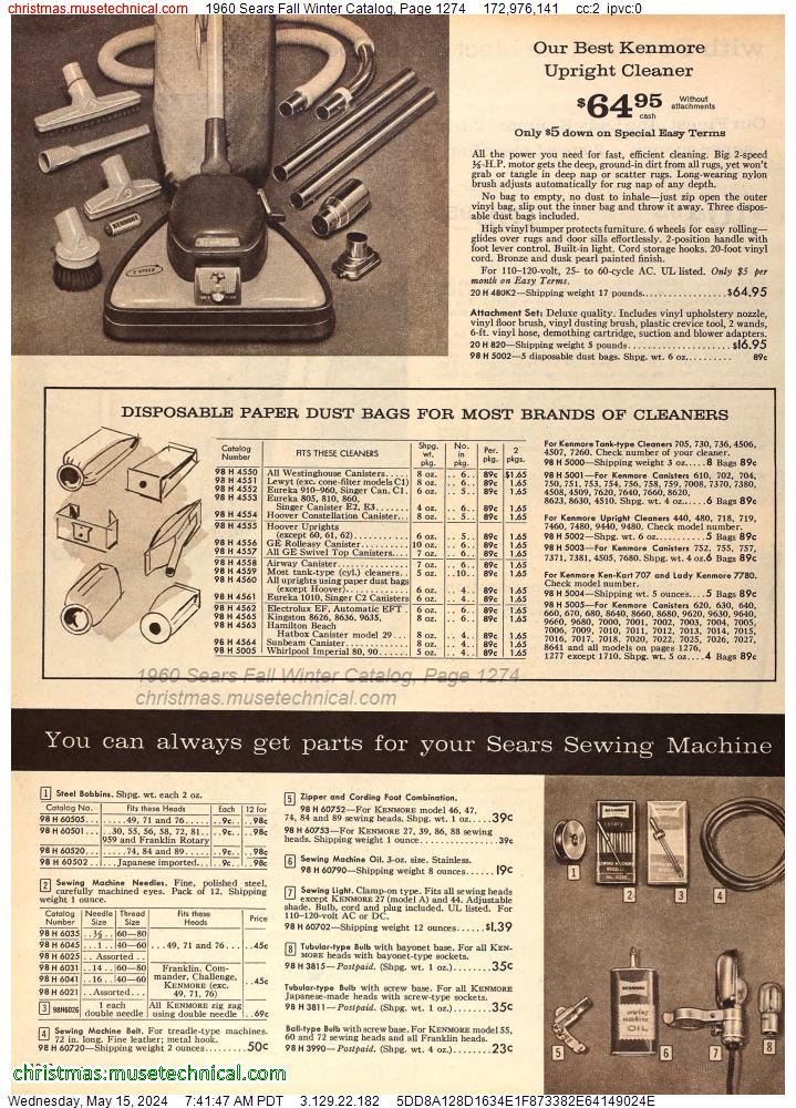 1960 Sears Fall Winter Catalog, Page 1274