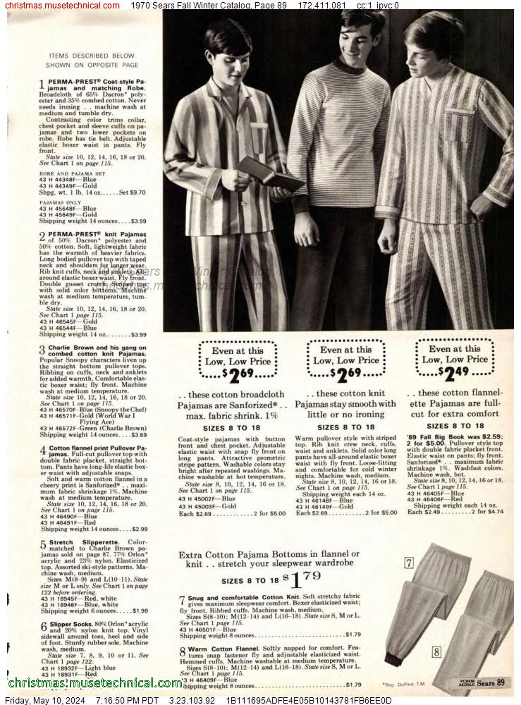 1970 Sears Fall Winter Catalog, Page 89