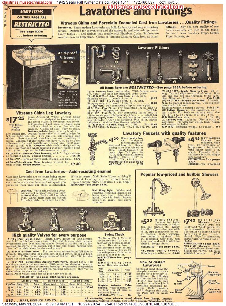 1942 Sears Fall Winter Catalog, Page 1011