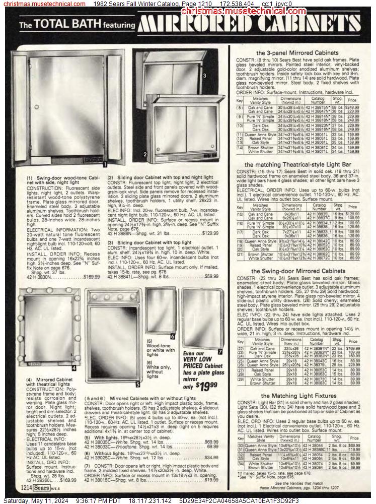 1982 Sears Fall Winter Catalog, Page 1210
