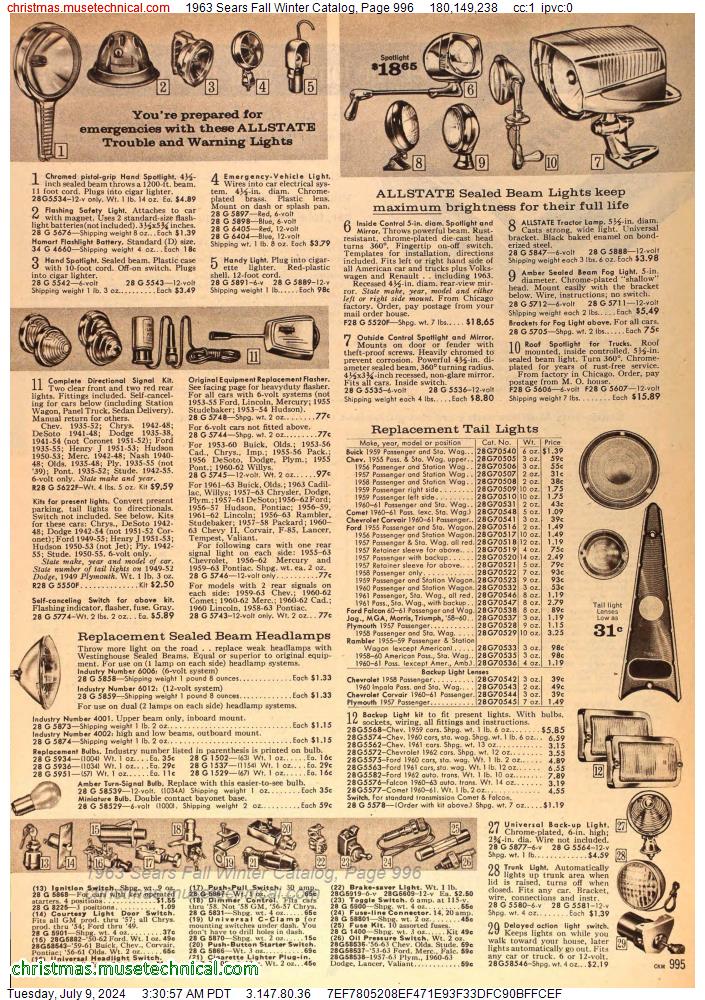 1963 Sears Fall Winter Catalog, Page 996