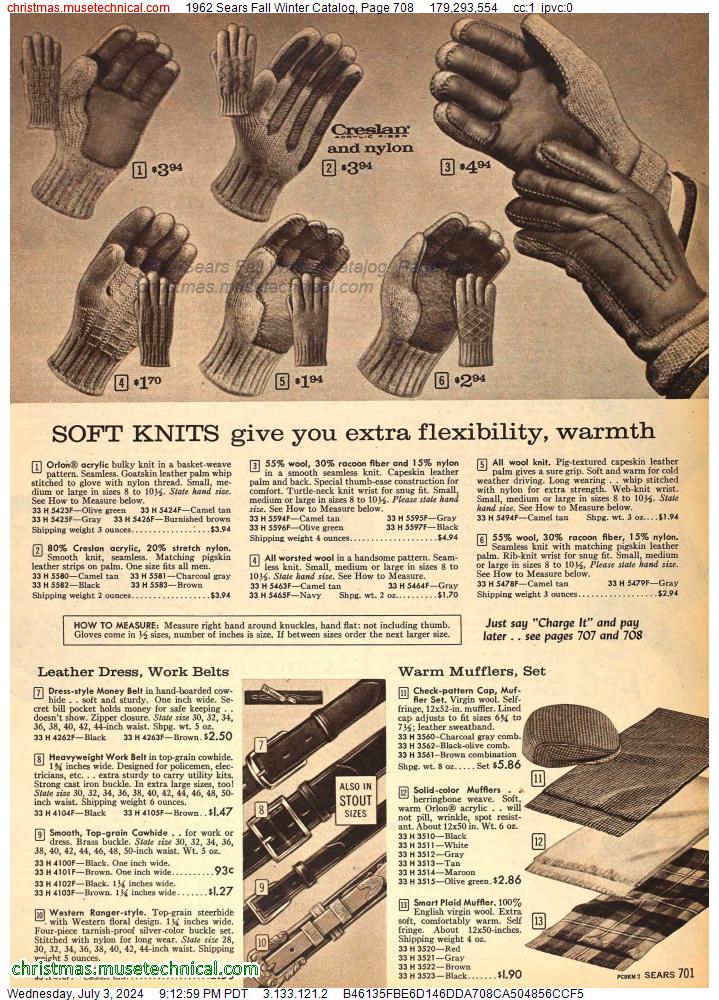 1962 Sears Fall Winter Catalog, Page 708