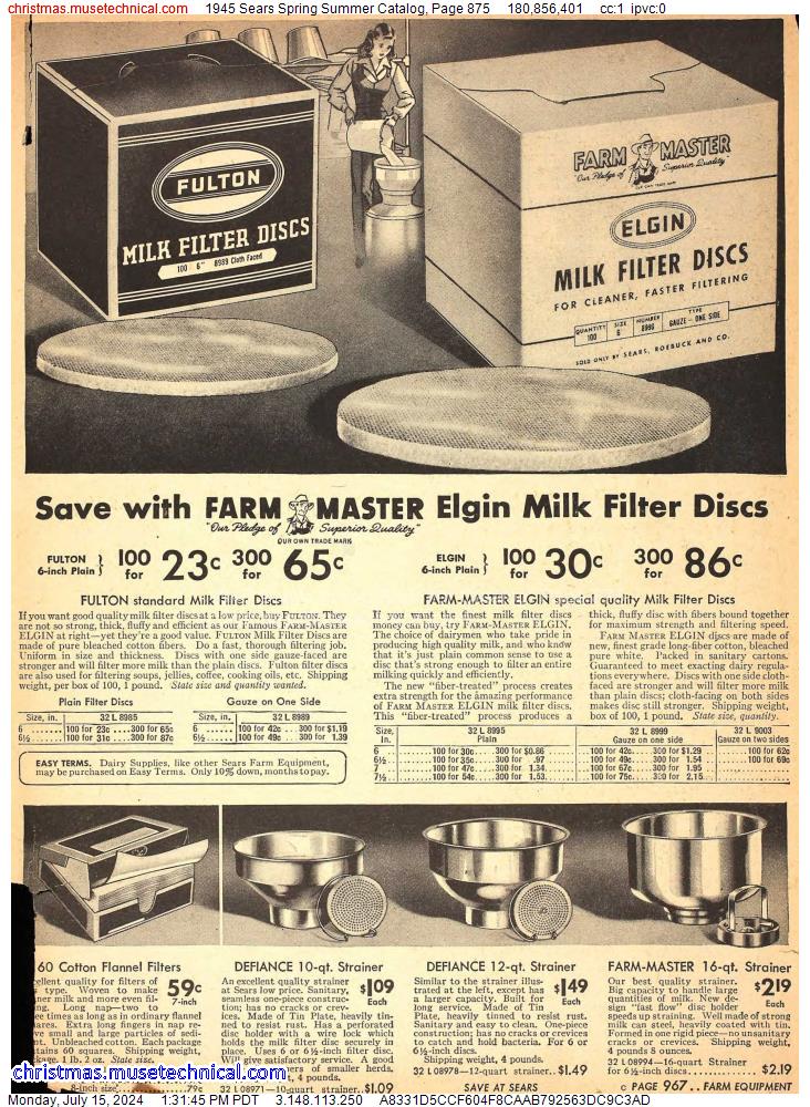 1945 Sears Spring Summer Catalog, Page 875