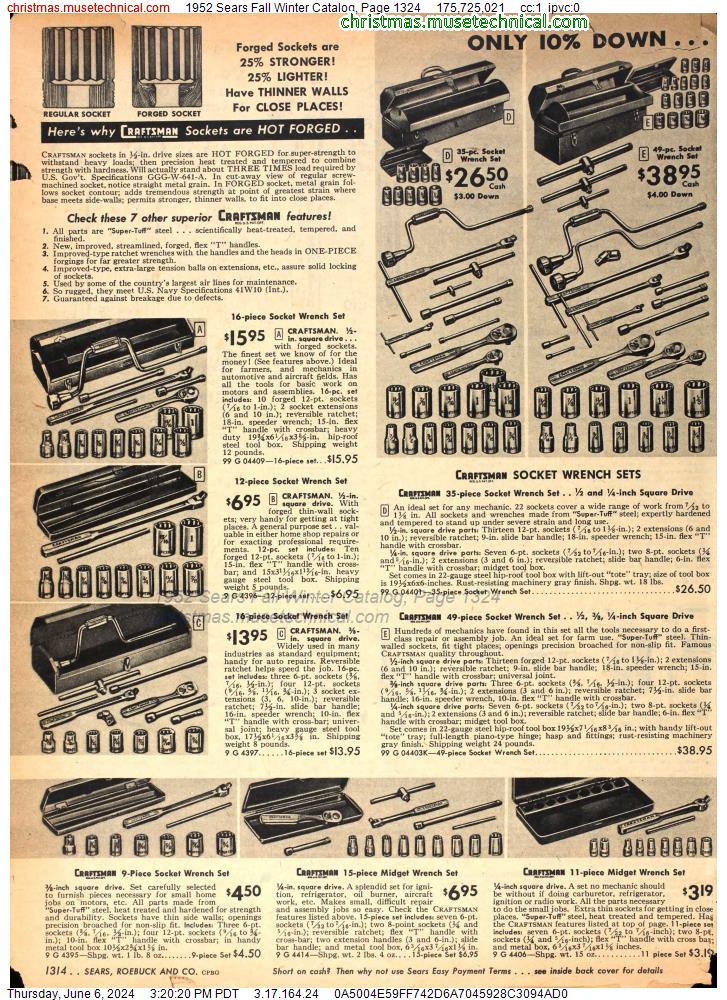 1952 Sears Fall Winter Catalog, Page 1324