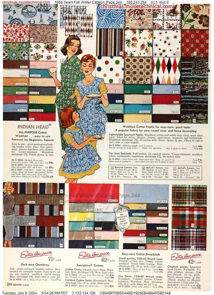 1958 Sears Fall Winter Catalog, Page 344
