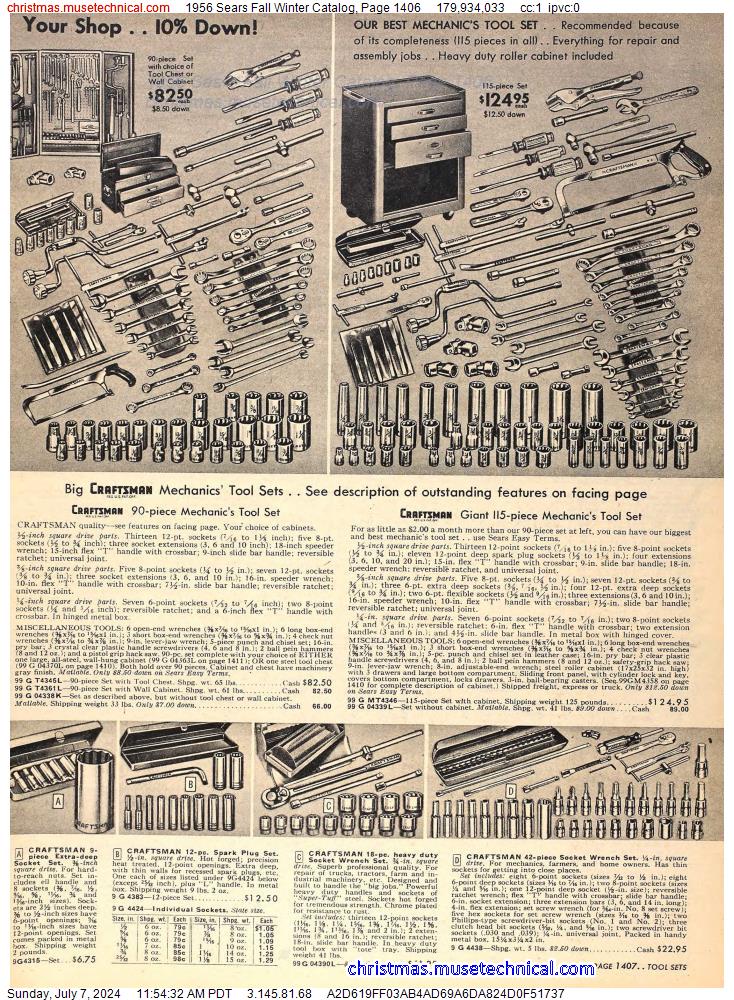 1956 Sears Fall Winter Catalog, Page 1406