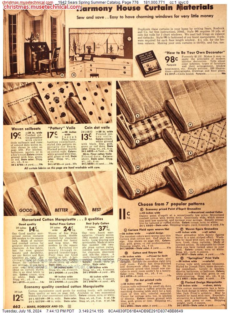1942 Sears Spring Summer Catalog, Page 776